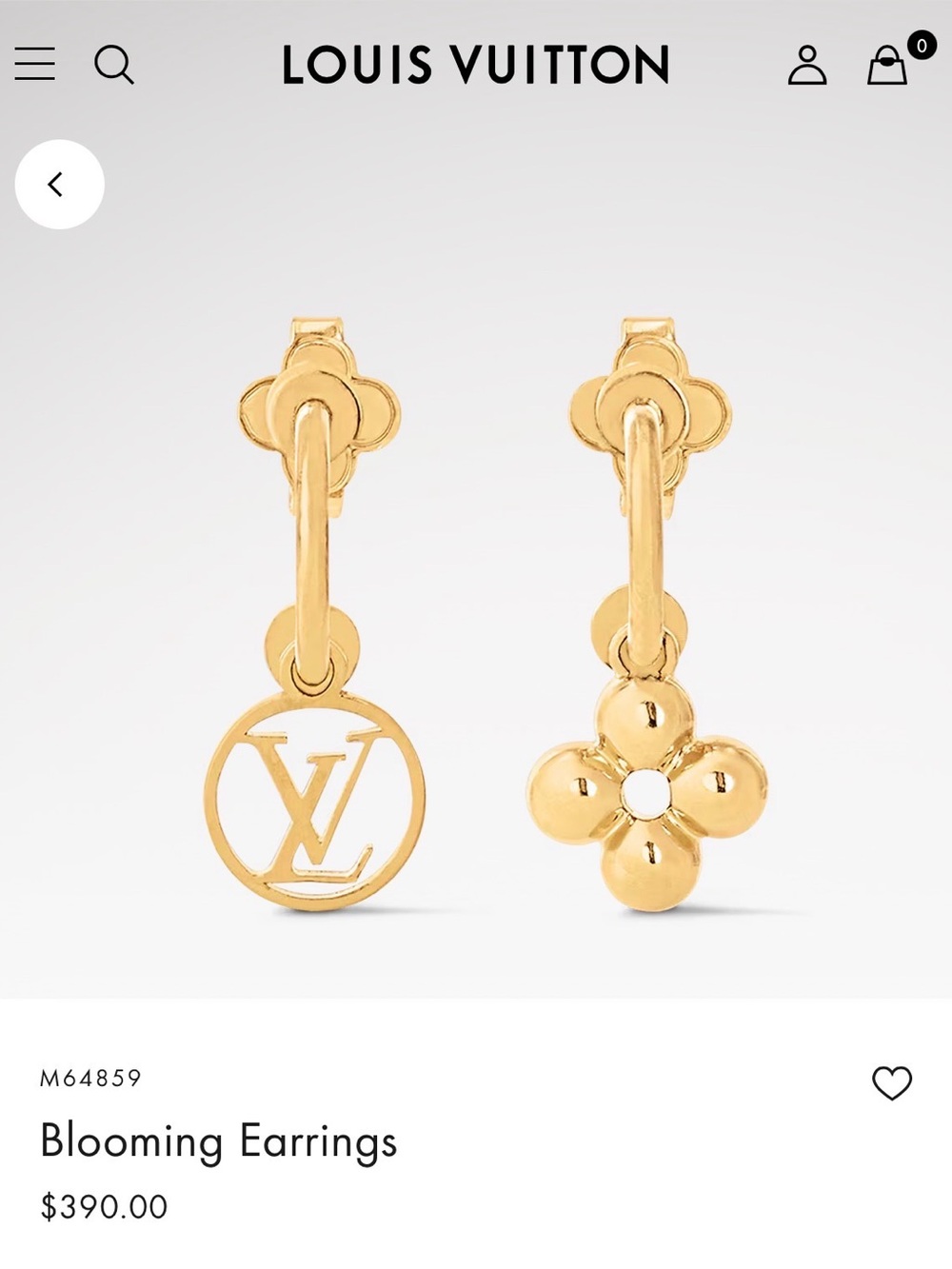 Louis Vuitton Gold Blooming Drop Charm Earrings - Picture 1 of 3